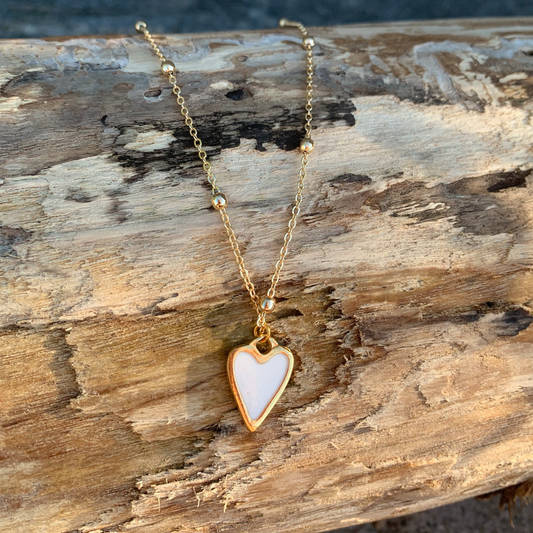 Icy gold heart necklace