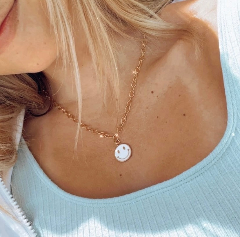 A Cheerful Necklace: Adina's Jewels Enamel Smiley Face Necklace | Enamel  Jewellery Is Everywhere This Summer — Here Are 15 Ways to Try the Trend |  POPSUGAR Fashion UK Photo 15