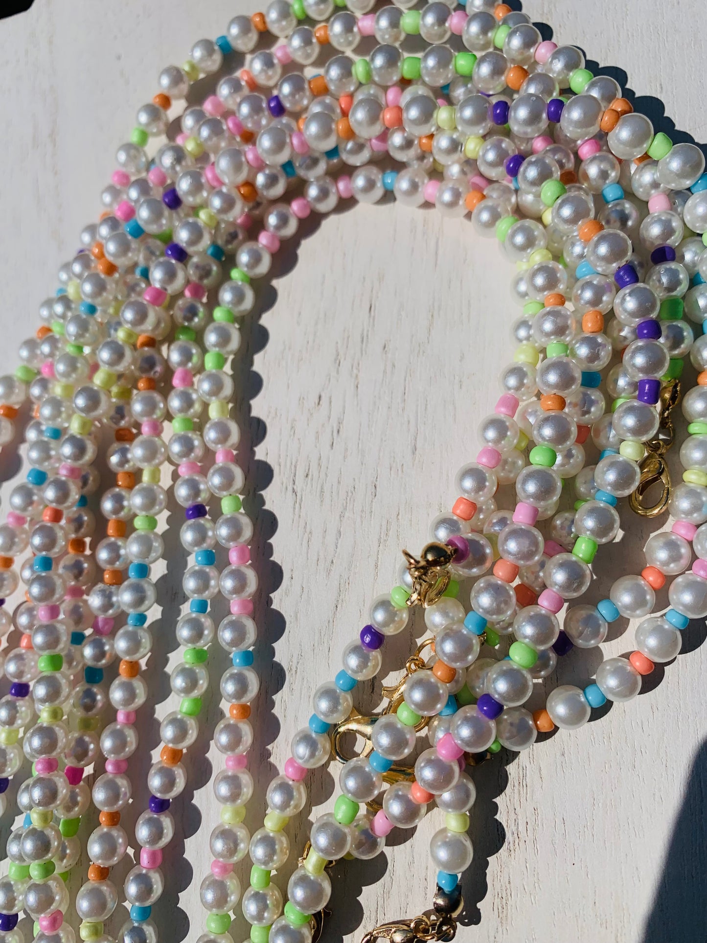 Multi color and pearl chunky choker